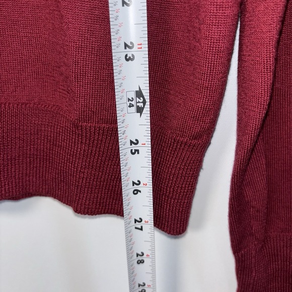Bloomingdale's Merino Wool V Neck Sweater Red Knit Pullover Size M - Picture 4 of 6